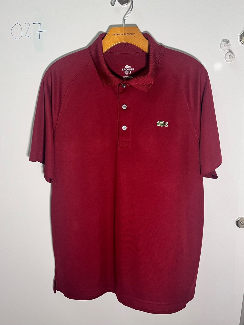 Lacoste Men's Maroon Polo with Signature Crocodile